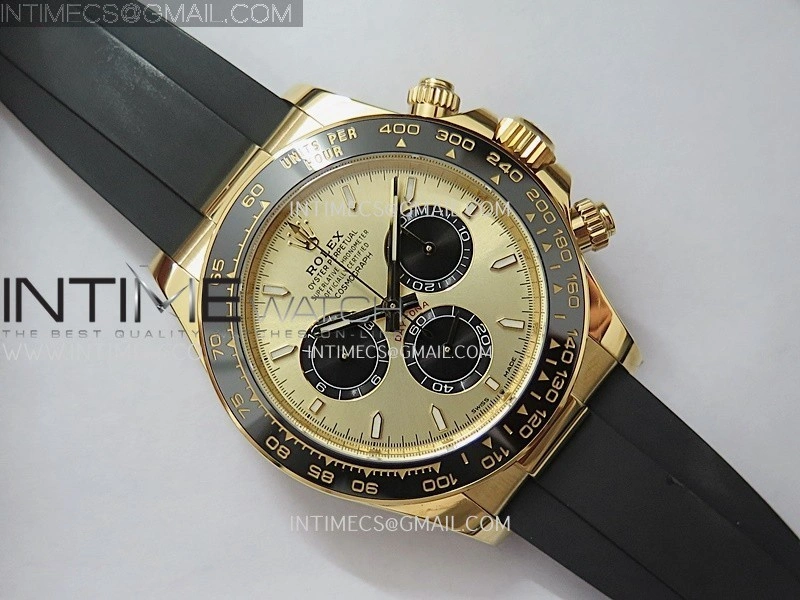 Daytona 126518 904L YG VF 1:1 Best Edition YG Dial Black Subdial On Black Oysterflex Rubber Strap DD4131