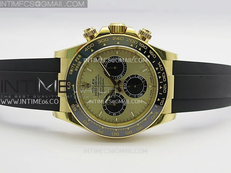 Daytona 126518 904L YG VF 1:1 Best Edition YG Dial Black Subdial On Black Oysterflex Rubber Strap DD4131