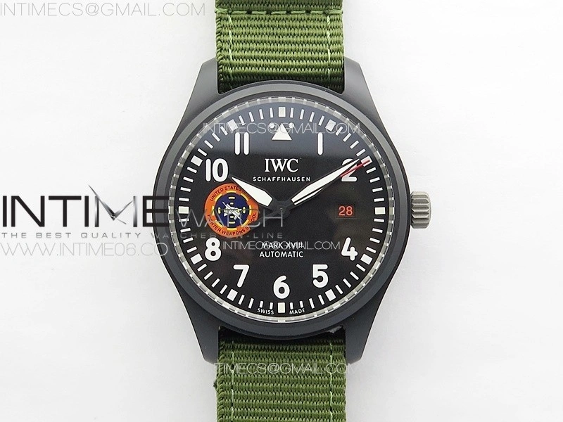Pilot Mark XVIII TOPGUN SFTI Ceramic M+ 1:1 Best Edition Black Dial on Green Nylon Strap A2892