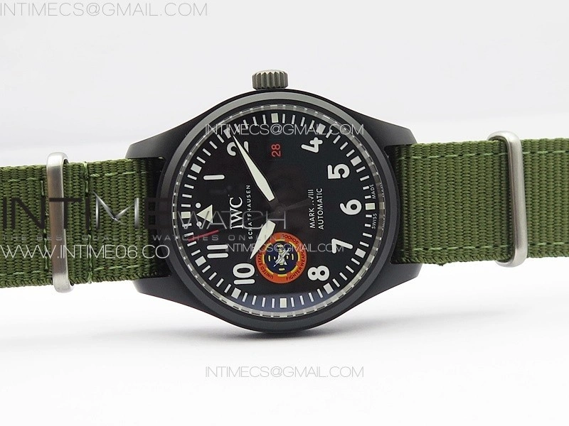 Pilot Mark XVIII TOPGUN SFTI Ceramic M+ 1:1 Best Edition Black Dial on Green Nylon Strap A2892