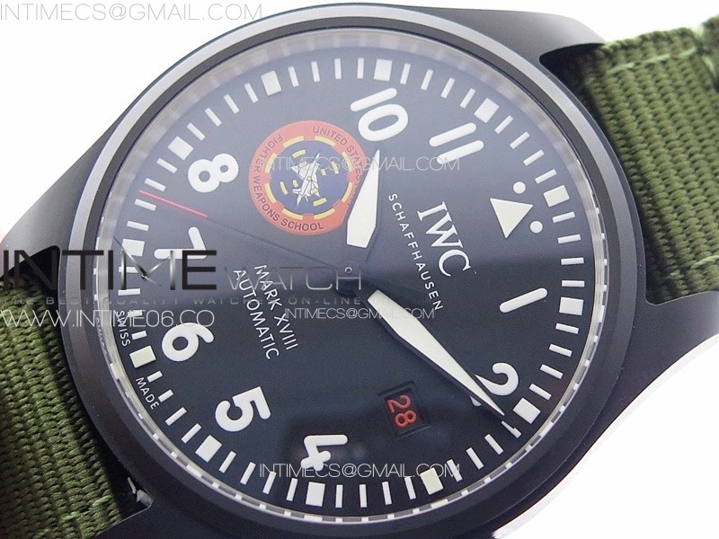 Pilot Mark XVIII TOPGUN SFTI Ceramic M+ 1:1 Best Edition Black Dial on Green Nylon Strap A2892