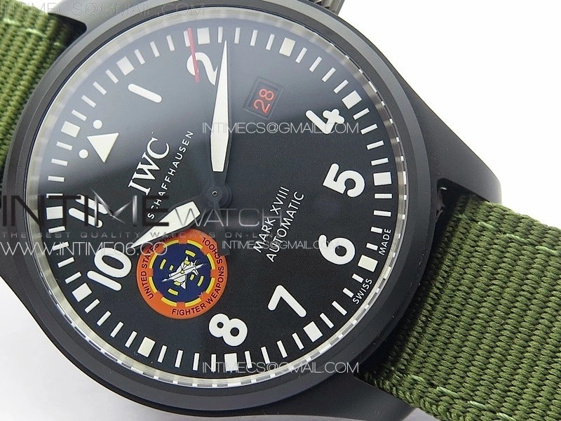 Pilot Mark XVIII TOPGUN SFTI Ceramic M+ 1:1 Best Edition Black Dial on Green Nylon Strap A2892