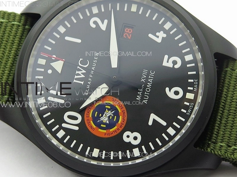Pilot Mark XVIII TOPGUN SFTI Ceramic M+ 1:1 Best Edition Black Dial on Green Nylon Strap A2892