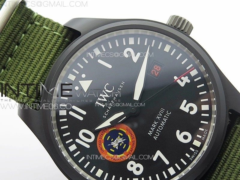Pilot Mark XVIII TOPGUN SFTI Ceramic M+ 1:1 Best Edition Black Dial on Green Nylon Strap A2892