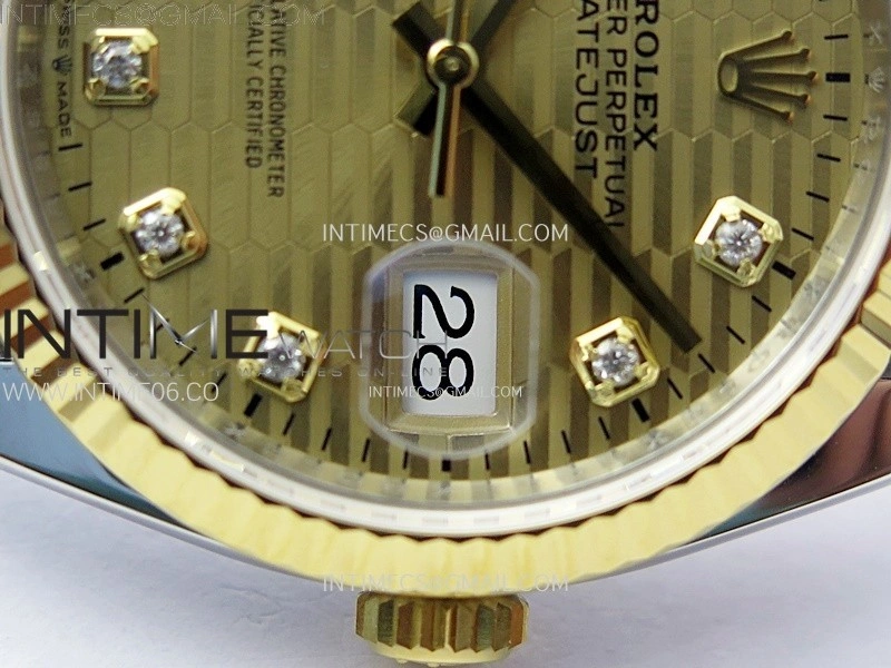 DateJust 36 SS 126233 904L SS YG VSF 1:1 Best Edition Gold Fluted Dial Diamonds Markers on Jubilee Bracelet VS3235