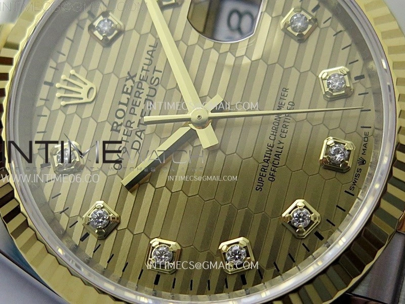 DateJust 36 SS 126233 904L SS YG VSF 1:1 Best Edition Gold Fluted Dial Diamonds Markers on Jubilee Bracelet VS3235