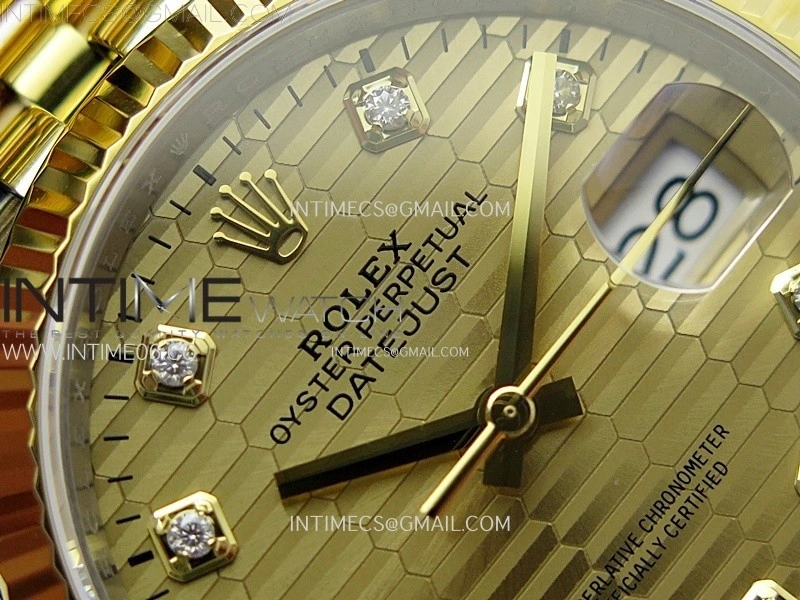 DateJust 36 SS 126233 904L SS YG VSF 1:1 Best Edition Gold Fluted Dial Diamonds Markers on Jubilee Bracelet VS3235