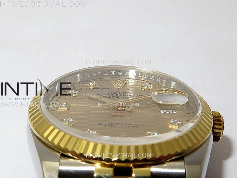 DateJust 36 SS 126233 904L SS YG VSF 1:1 Best Edition Gold Fluted Dial Diamonds Markers on Jubilee Bracelet VS3235