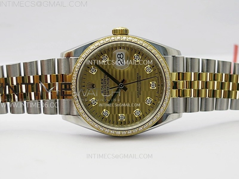 DateJust 36 126283 904L SS YG VSF 1:1 Best Edition Gold Fluted Dial Diamonds Markers on Jubilee Bracelet VS3235