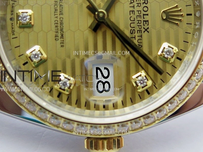 DateJust 36 126283 904L SS YG VSF 1:1 Best Edition Gold Fluted Dial Diamonds Markers on Jubilee Bracelet VS3235
