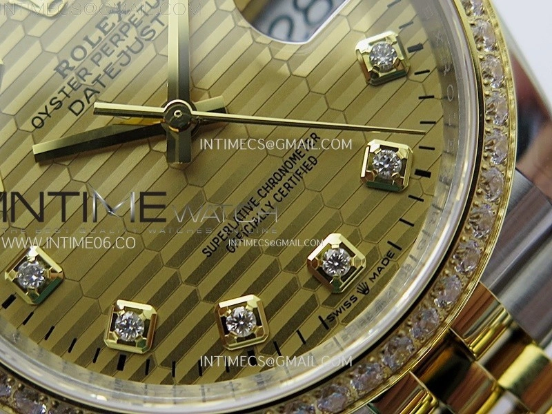 DateJust 36 126283 904L SS YG VSF 1:1 Best Edition Gold Fluted Dial Diamonds Markers on Jubilee Bracelet VS3235
