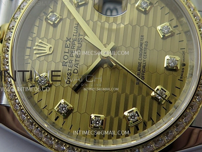 DateJust 36 126283 904L SS YG VSF 1:1 Best Edition Gold Fluted Dial Diamonds Markers on Jubilee Bracelet VS3235