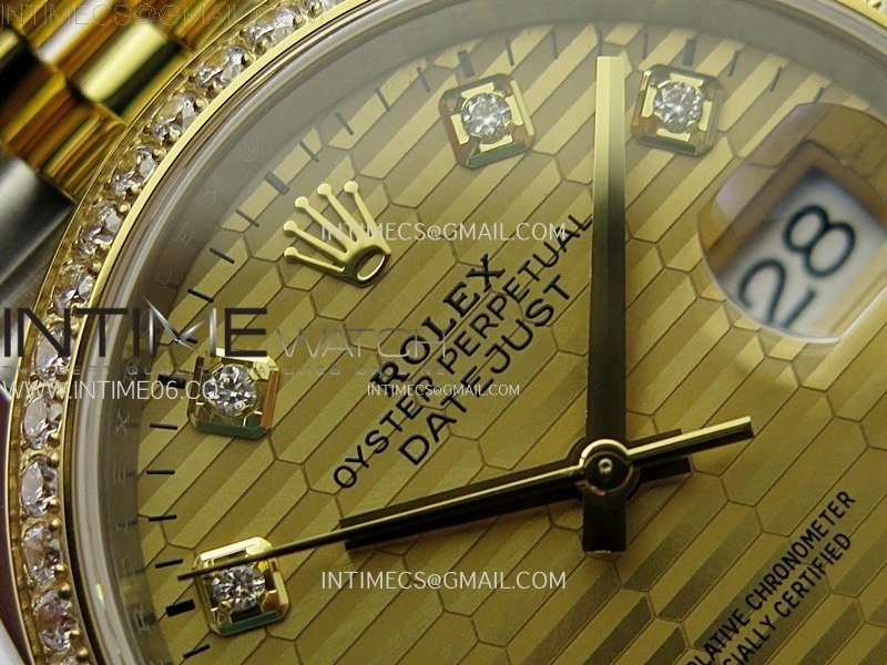 DateJust 36 126283 904L SS YG VSF 1:1 Best Edition Gold Fluted Dial Diamonds Markers on Jubilee Bracelet VS3235