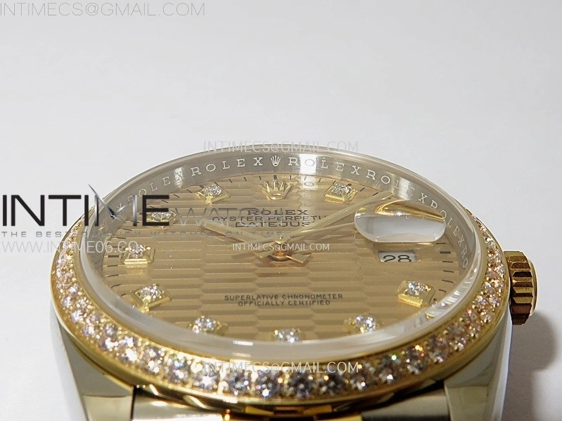 DateJust 36 126283 904L SS YG VSF 1:1 Best Edition Gold Fluted Dial Diamonds Markers on Jubilee Bracelet VS3235
