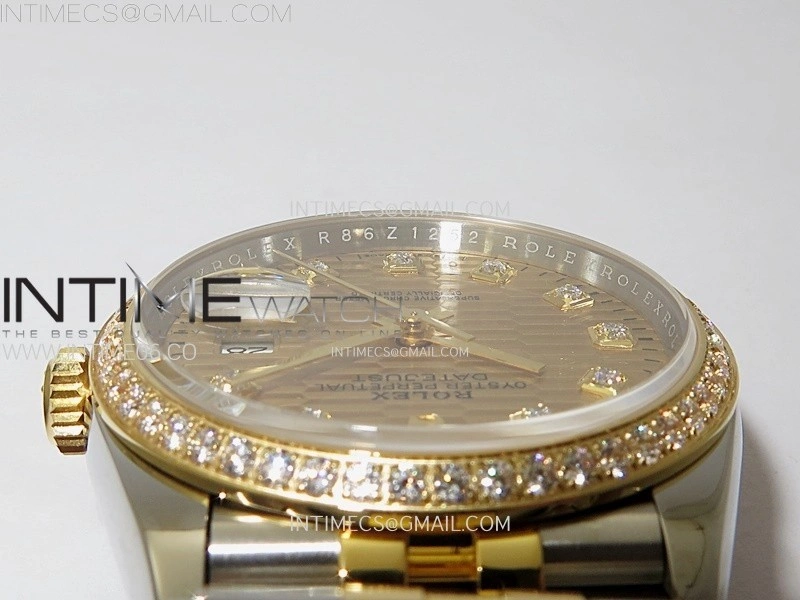 DateJust 36 126283 904L SS YG VSF 1:1 Best Edition Gold Fluted Dial Diamonds Markers on Jubilee Bracelet VS3235