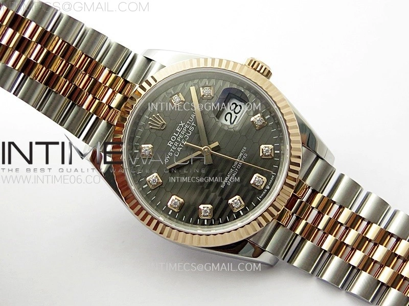 DateJust 36 SS 126231 904L SS RG VSF 1:1 Best Edition Gray Fluted Dial Diamonds Markers on Jubilee Bracelet VS3235