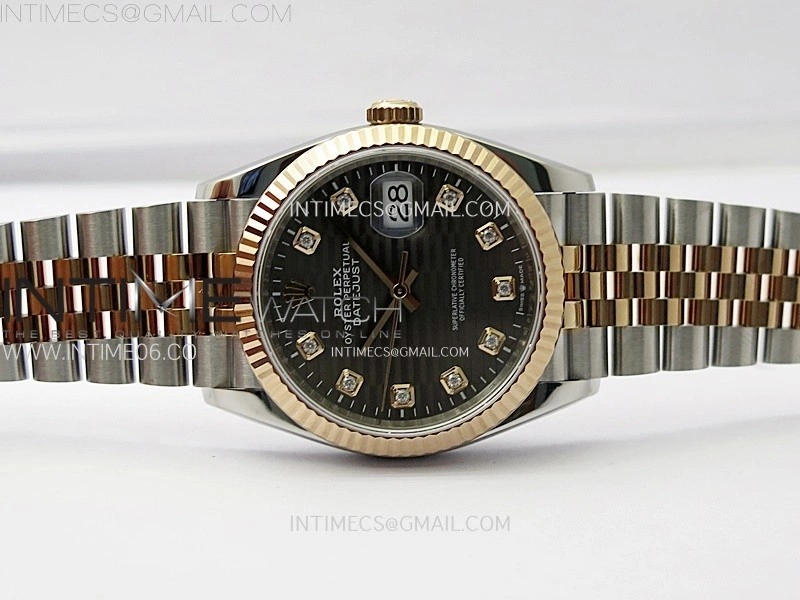 DateJust 36 SS 126231 904L SS RG VSF 1:1 Best Edition Gray Fluted Dial Diamonds Markers on Jubilee Bracelet VS3235
