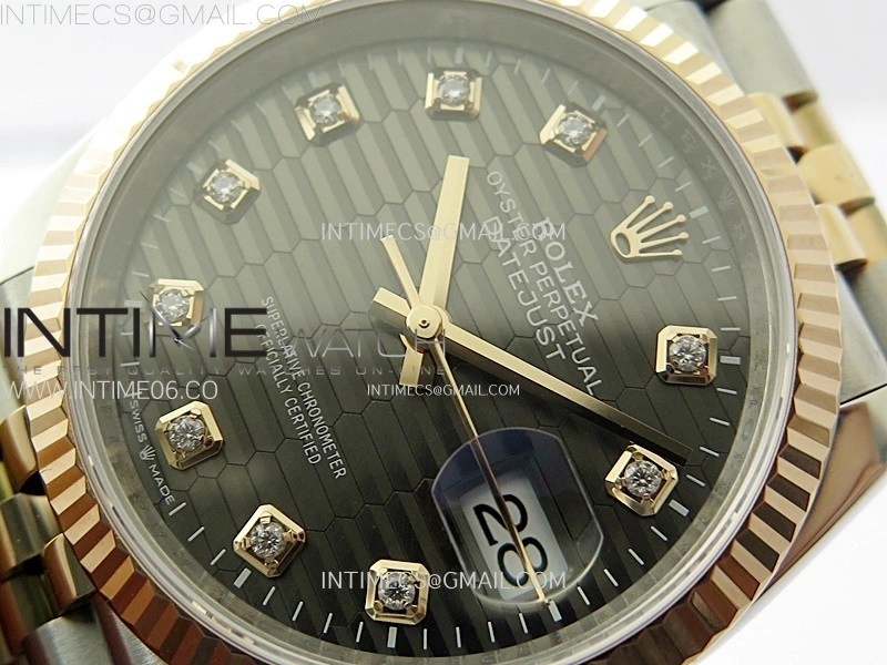DateJust 36 SS 126231 904L SS RG VSF 1:1 Best Edition Gray Fluted Dial Diamonds Markers on Jubilee Bracelet VS3235