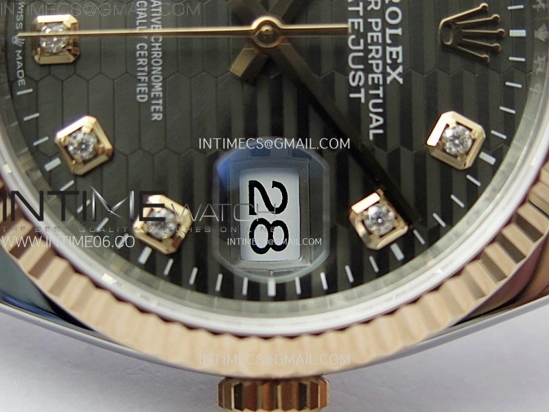 DateJust 36 SS 126231 904L SS RG VSF 1:1 Best Edition Gray Fluted Dial Diamonds Markers on Jubilee Bracelet VS3235