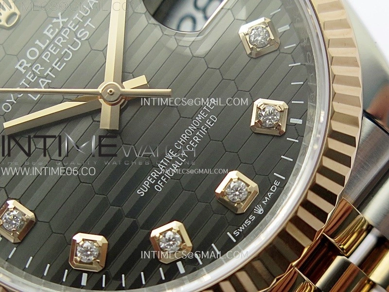 DateJust 36 SS 126231 904L SS RG VSF 1:1 Best Edition Gray Fluted Dial Diamonds Markers on Jubilee Bracelet VS3235