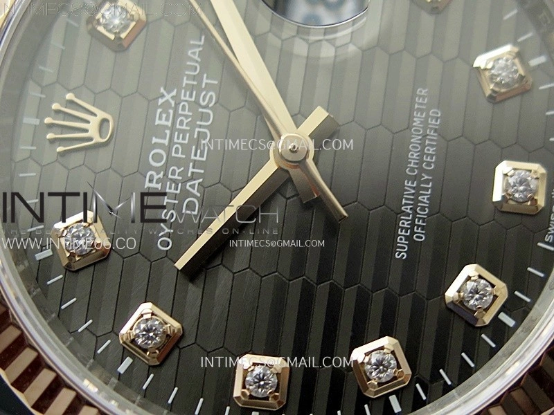 DateJust 36 SS 126231 904L SS RG VSF 1:1 Best Edition Gray Fluted Dial Diamonds Markers on Jubilee Bracelet VS3235