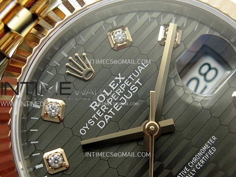 DateJust 36 SS 126231 904L SS RG VSF 1:1 Best Edition Gray Fluted Dial Diamonds Markers on Jubilee Bracelet VS3235