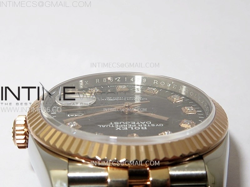 DateJust 36 SS 126231 904L SS RG VSF 1:1 Best Edition Gray Fluted Dial Diamonds Markers on Jubilee Bracelet VS3235