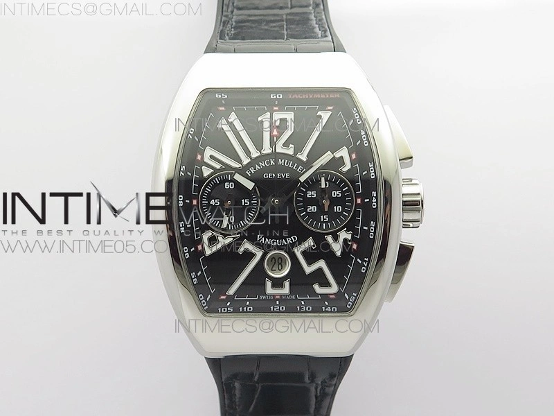 Vanguard V45 Chrono SS ABF Best Edition Black Dial on Black Gummy Strap A7750