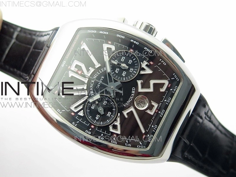 Vanguard V45 Chrono SS ABF Best Edition Black Dial on Black Gummy Strap A7750