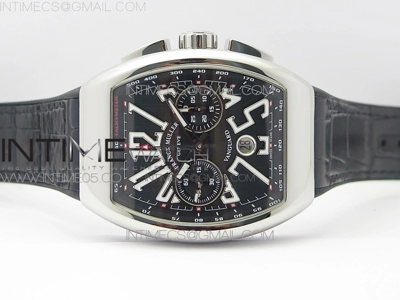 Vanguard V45 Chrono SS ABF Best Edition Black Dial on Black Gummy Strap A7750