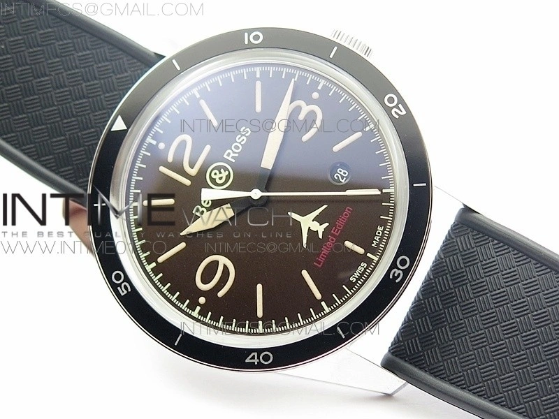 Vintage BR123 50 Years SS Brown Dial on Black Rubber Strap MIYOTA 9015