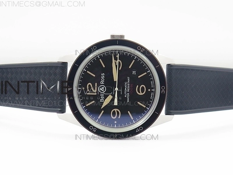 Vintage BR123 SS Black Dial on Black Rubber Strap MIYOTA 9015