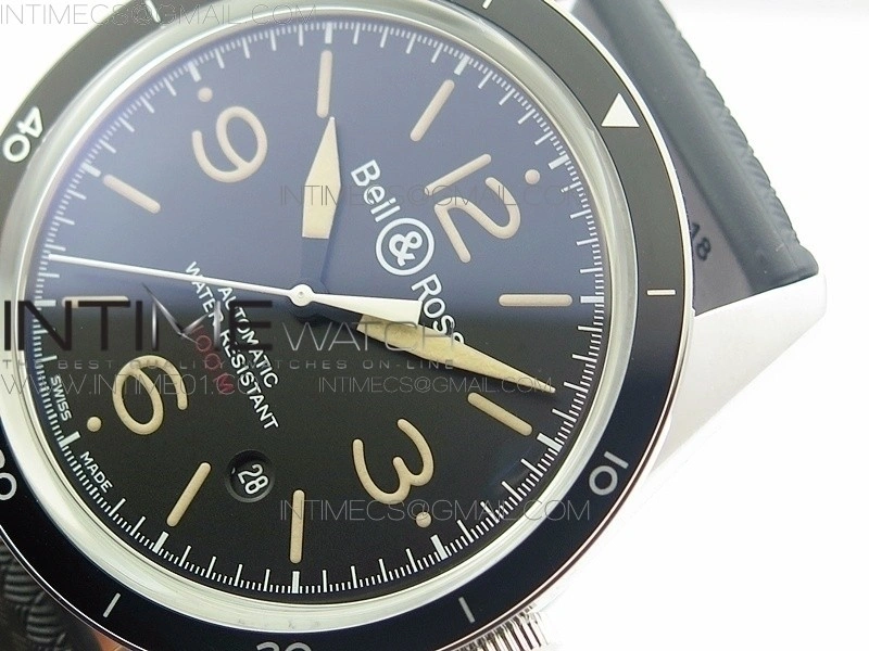 Vintage BR123 SS Black Dial on Black Rubber Strap MIYOTA 9015