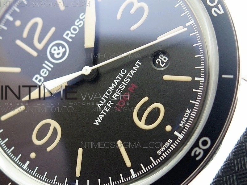 Vintage BR123 SS Black Dial on Black Rubber Strap MIYOTA 9015