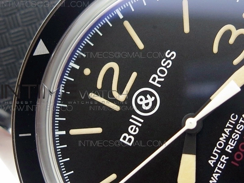 Vintage BR123 SS Black Dial on Black Rubber Strap MIYOTA 9015