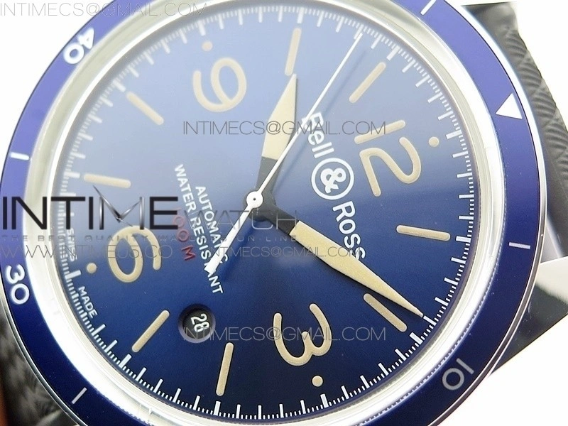 Vintage BR123 SS Blue Dial Blue Bezel on Black Rubber Strap MIYOTA 9015
