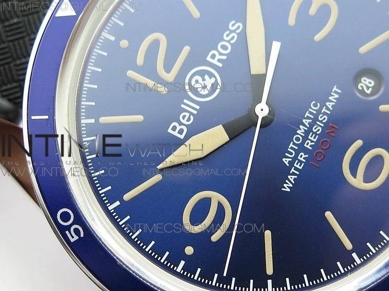 Vintage BR123 SS Blue Dial Blue Bezel on Black Rubber Strap MIYOTA 9015
