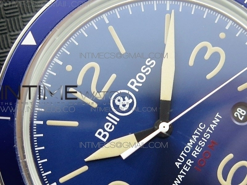 Vintage BR123 SS Blue Dial Blue Bezel on Black Rubber Strap MIYOTA 9015