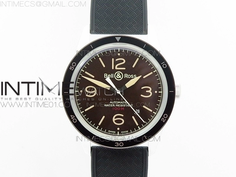 Vintage BR123 SS Brown Dial on Black Rubber Strap MIYOTA 9015