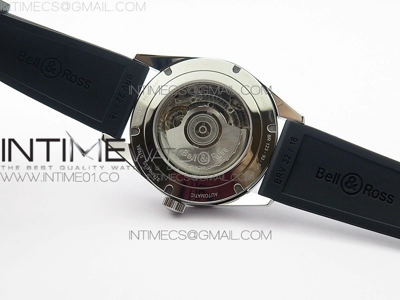 Vintage BR123 SS GMT Black Dial on Black Rubber Strap A2836