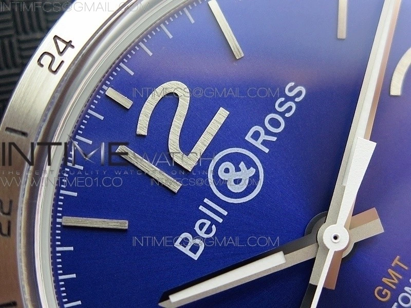 Vintage BR123 SS GMT Blue Dial on Black Rubber Strap A2836