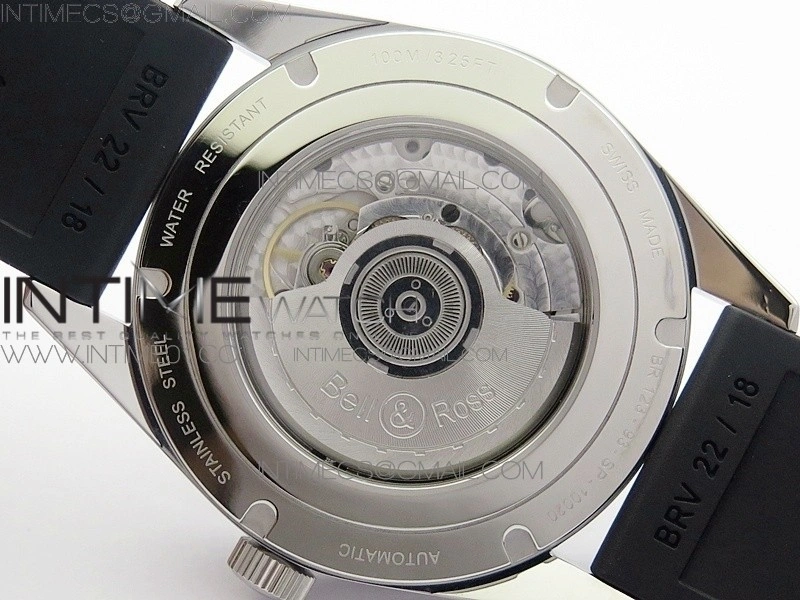 Vintage BR123 SS GMT Blue Dial on Black Rubber Strap A2836