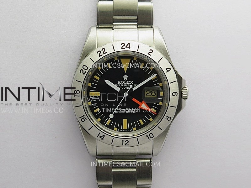 Vintage Explorer II 1655 Orange GMT Hand SS BP Black Dial On SS Bracelet A2836