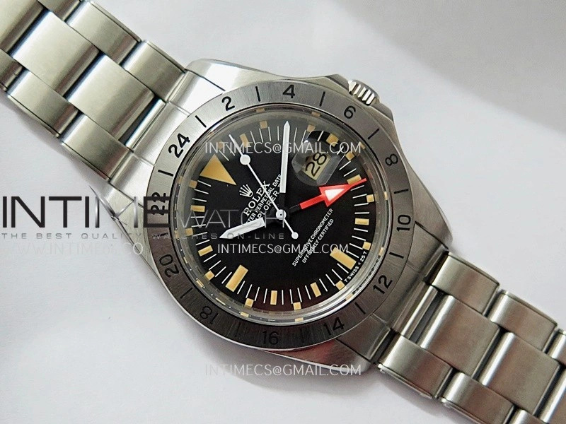 Vintage Explorer II 1655 Orange GMT Hand SS BP Black Dial On SS Bracelet A2836