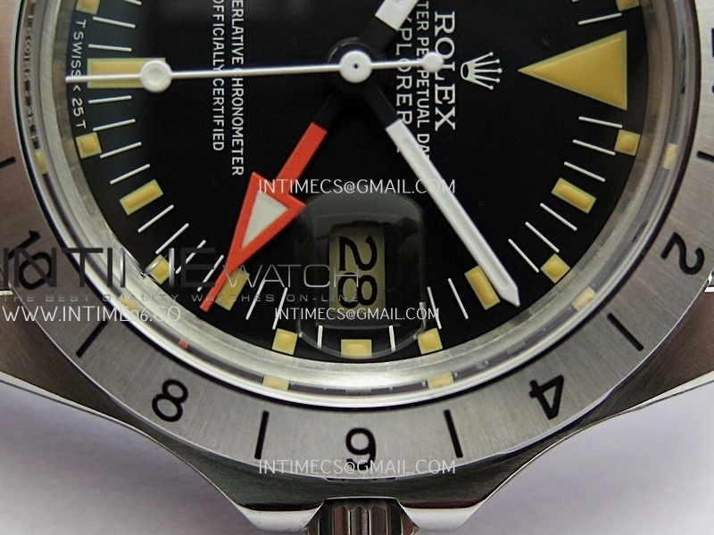 Vintage Explorer II 1655 Orange GMT Hand SS BP Black Dial On SS Bracelet A2836