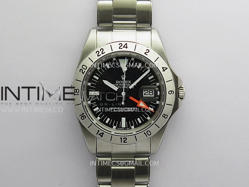 Vintage Explorer II 1655 White GMT Hand SS BP Black Dial On SS Bracelet A2836
