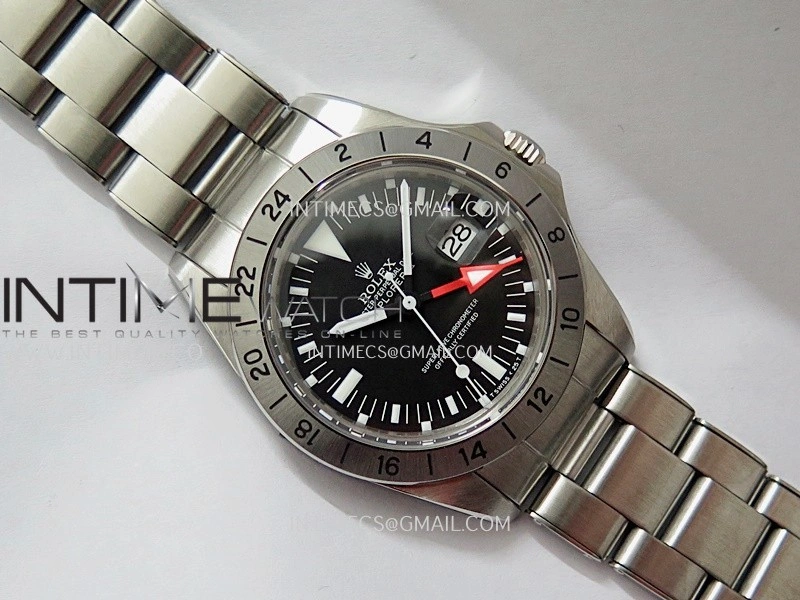Vintage Explorer II 1655 White GMT Hand SS BP Black Dial On SS Bracelet A2836