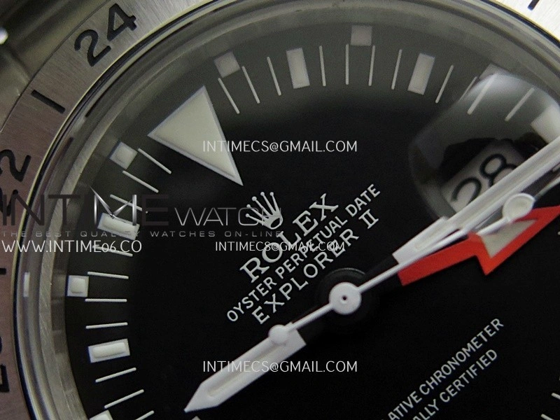 Vintage Explorer II 1655 White GMT Hand SS BP Black Dial On SS Bracelet A2836
