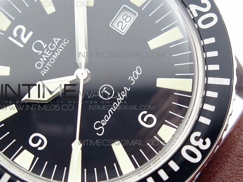 Vintage Seamaster 300 Date T SS B12 Black Dial On Brown Leather Strap A-2836