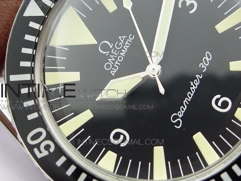 Vintage Seamaster 300 No Date SS B12 Black Dial On Brown Leather Strap A-2836
